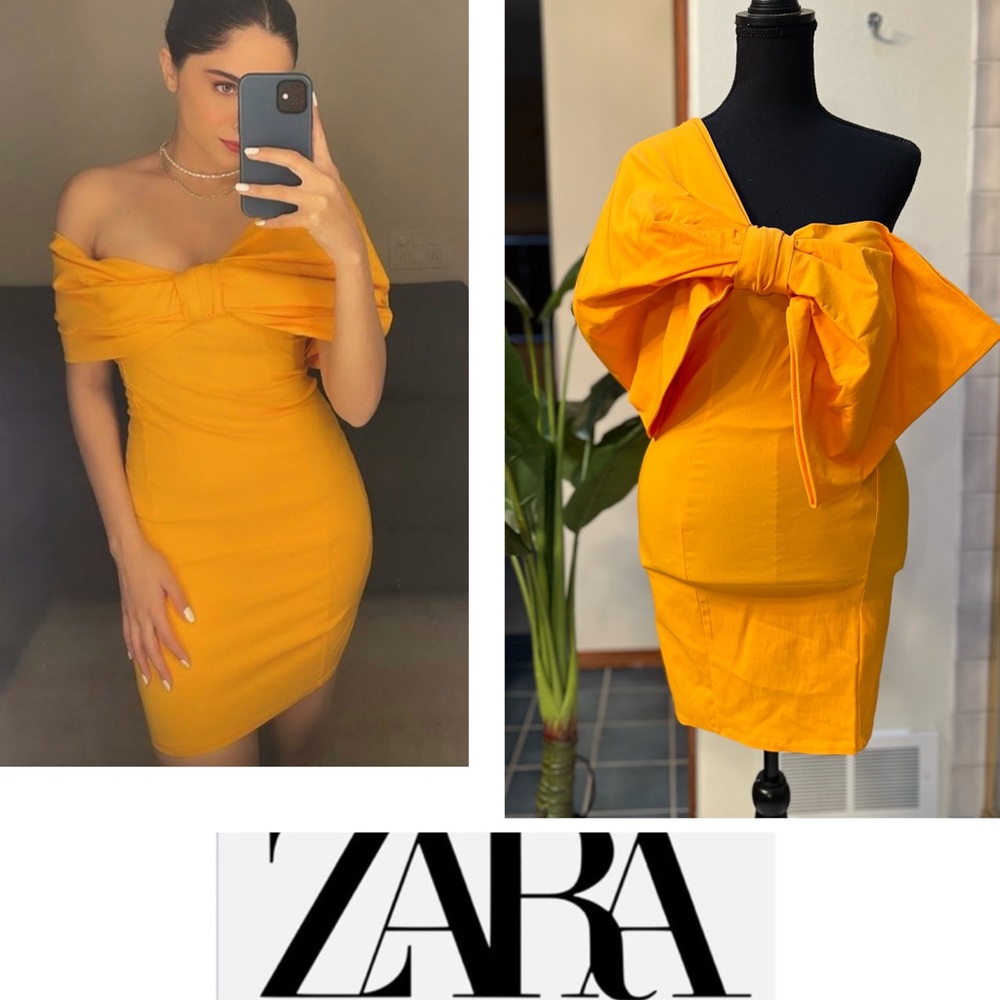 Zara bow Asymmetric dress, size S, New